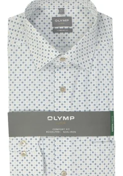 OLYMP comfort fit overhemd, popeline, beige dessin