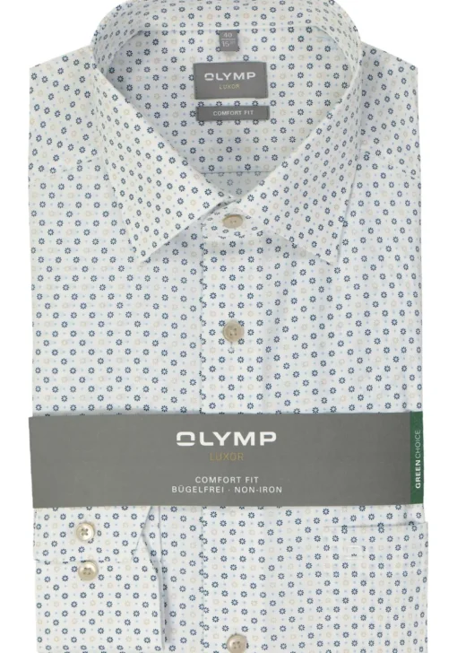 OLYMP comfort fit overhemd, popeline, beige dessin