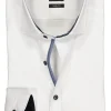 OLYMP Level 5 body fit overhemd, mouwlengte 7, wit (blauw contrast)