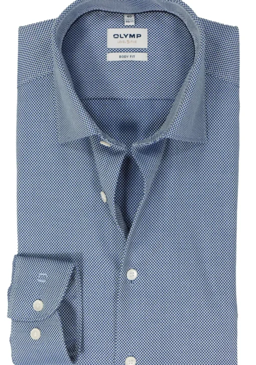 OLYMP Level 5 body fit overhemd, structuur, royal blauw