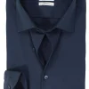 OLYMP Level 5 body fit overhemd, popeline, donkerblauw