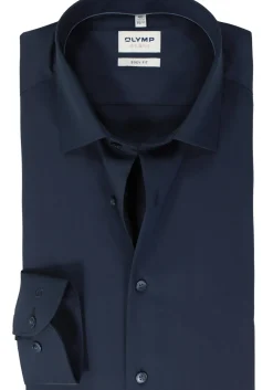 OLYMP Level 5 body fit overhemd, satijnbinding, donkerblauw