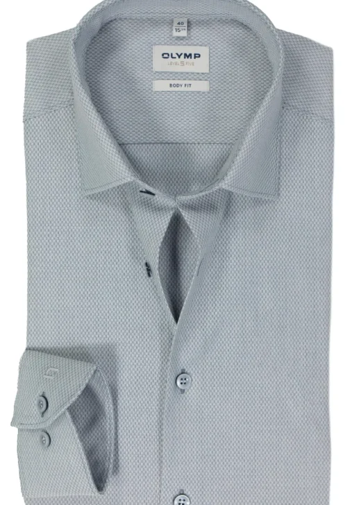 OLYMP Level 5 body fit overhemd, structuur, blauw