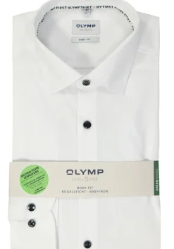 OLYMP Level 5 body fit overhemd, twill, wit