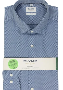 OLYMP Level 5 body fit overhemd, structuur, royal blauw