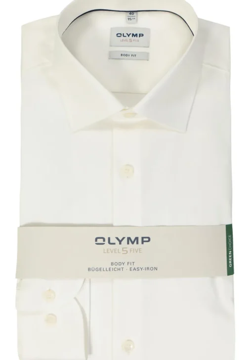 OLYMP Level 5 body fit overhemd, satijnbinding, lichtbeige