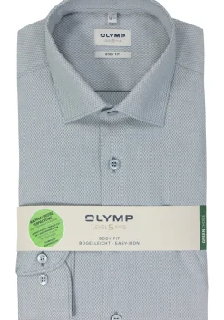 OLYMP Level 5 body fit overhemd, structuur, blauw