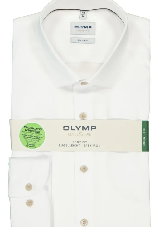 OLYMP Level 5 body fit overhemd, structuur, wit