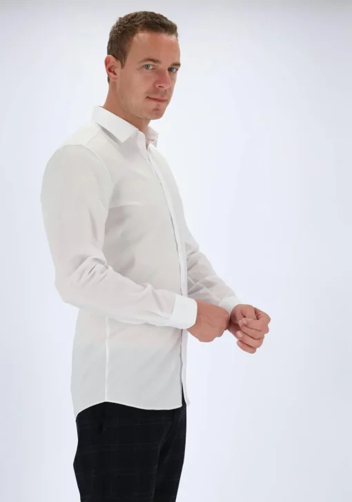 OLYMP Level 5 body fit overhemd, mouwlengte 7, wit