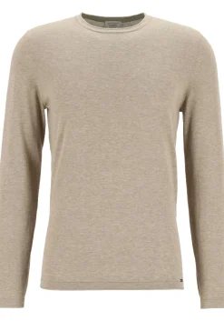 OLYMP Level 5 body fit trui katoen, O-hals, beige