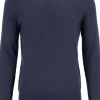 OLYMP Level 5 body fit trui wol met zijde, O-hals, marine blauw
