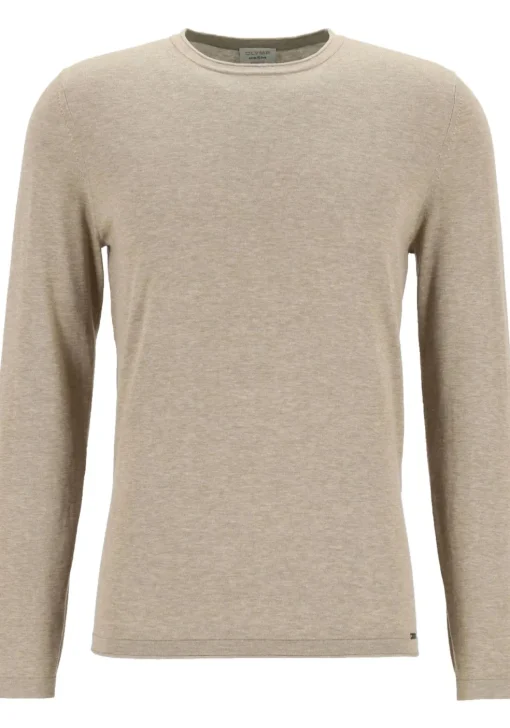 OLYMP Level 5 body fit trui katoen, O-hals, beige