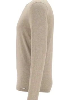 OLYMP Level 5 body fit trui katoen, O-hals, beige