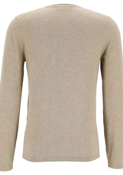 OLYMP Level 5 body fit trui katoen, O-hals, beige