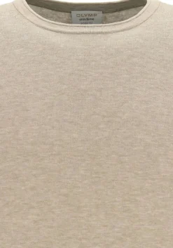 OLYMP Level 5 body fit trui katoen, O-hals, beige