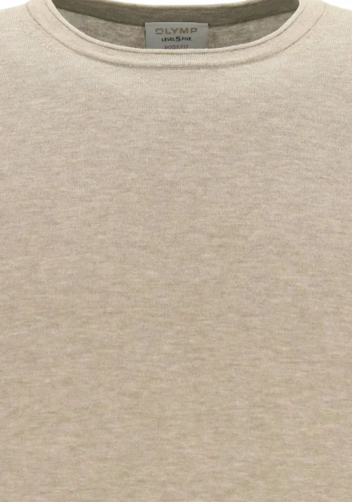 OLYMP Level 5 body fit trui katoen, O-hals, beige