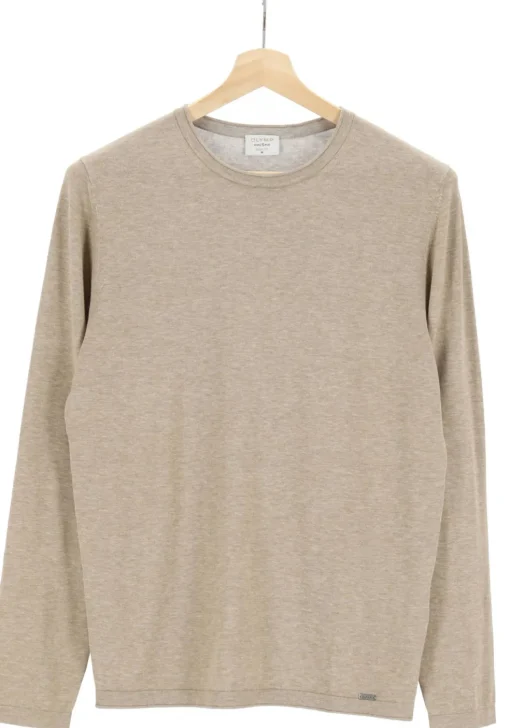 OLYMP Level 5 body fit trui katoen, O-hals, beige