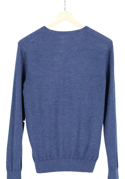 OLYMP Level 5 body fit trui wol met zijde, V-hals, royal blauw