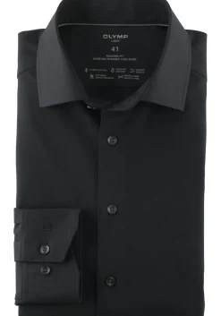 OLYMP Luxor 24/7 modern fit overhemd, popeline, zwart