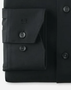 OLYMP Luxor 24/7 modern fit overhemd, popeline, zwart