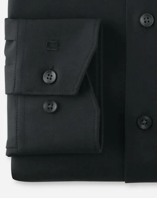 OLYMP Luxor 24/7 modern fit overhemd, popeline, zwart