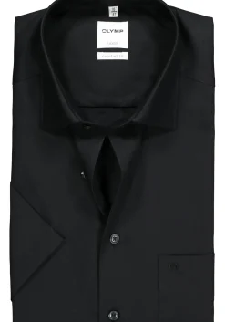 OLYMP Luxor comfort fit overhemd, korte mouwen, zwart