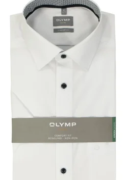OLYMP Luxor comfort fit overhemd, korte mouw, popeline, antraciet grijs