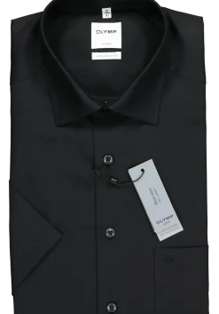 OLYMP Luxor comfort fit overhemd, korte mouwen, zwart