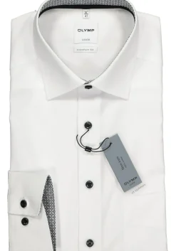 OLYMP Luxor comfort fit overhemd, wit (zwart contrast)