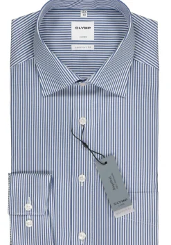 OLYMP Luxor comfort fit overhemd, marine blauw gestreept