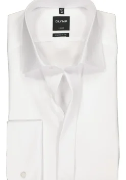 OLYMP Luxor modern fit overhemd, smoking overhemd, wit, gladde stof met Kent kraag