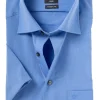 OLYMP Luxor modern fit overhemd, korte mouw, midden blauw