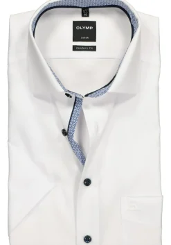 OLYMP Luxor modern fit overhemd, korte mouw, wit (blauw contrast)