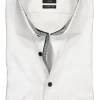 OLYMP Luxor modern fit overhemd, korte mouw, wit (zwart contrast)