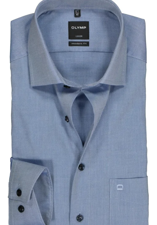 OLYMP Luxor modern fit overhemd, marine blauw twill