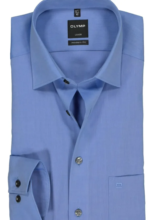 OLYMP Luxor modern fit overhemd, middel blauw
