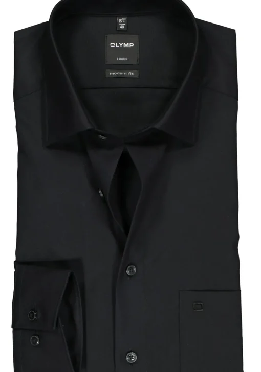 OLYMP Luxor modern fit overhemd, zwart