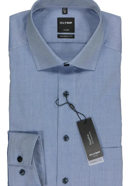OLYMP Luxor modern fit overhemd, marine blauw twill