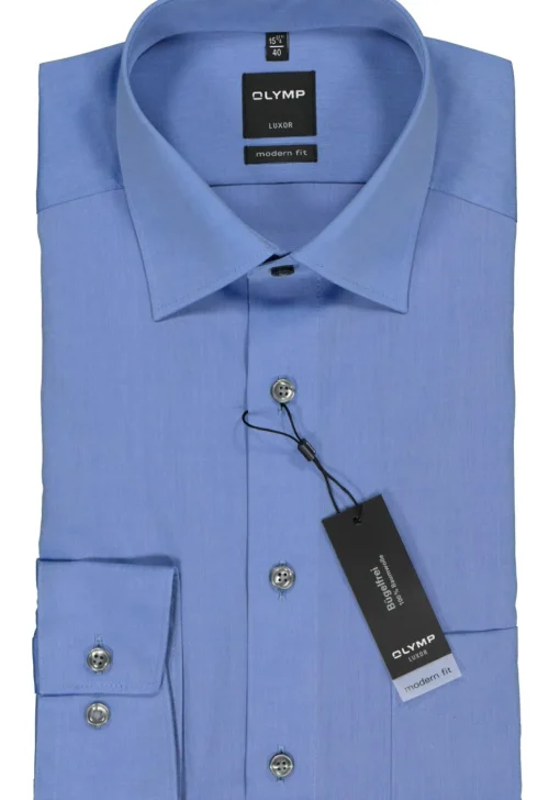 OLYMP Luxor modern fit overhemd, middel blauw