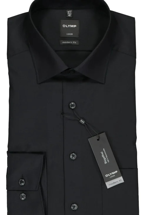 OLYMP Luxor modern fit overhemd, zwart