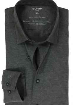 OLYMP Luxor 24/Seven modern fit overhemd, antraciet grijs tricot