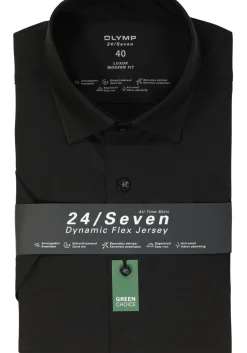 OLYMP Luxor 24/Seven modern fit overhemd, korte mouw, zwart tricot