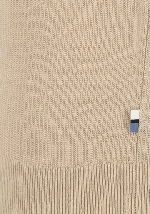 OLYMP modern fit gebreide polo katoen met hennep, structuur, korte mouw, beige