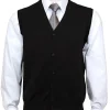 OLYMP modern fit mouwloos vest wol, V-hals, zwart