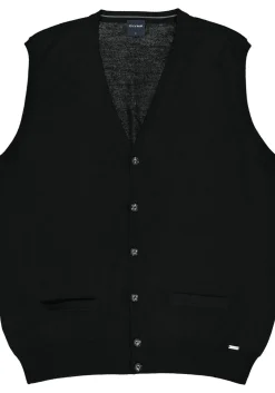 OLYMP modern fit mouwloos vest wol, V-hals, zwart