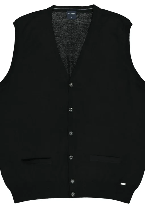 OLYMP modern fit mouwloos vest wol, V-hals, zwart
