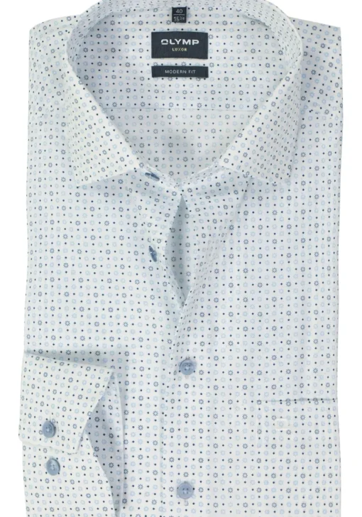 OLYMP modern fit overhemd, popeline, wit dessin