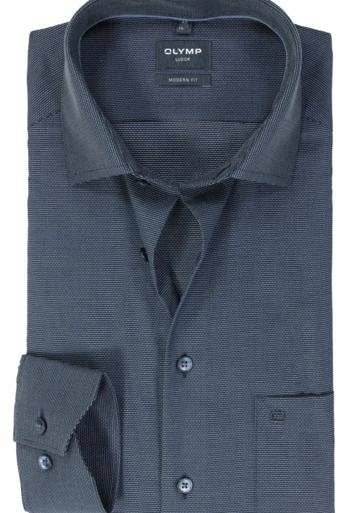 OLYMP modern fit overhemd, structuur, marine blauw
