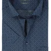 OLYMP modern fit overhemd, korte mouw, popeline, marine blauw dessin