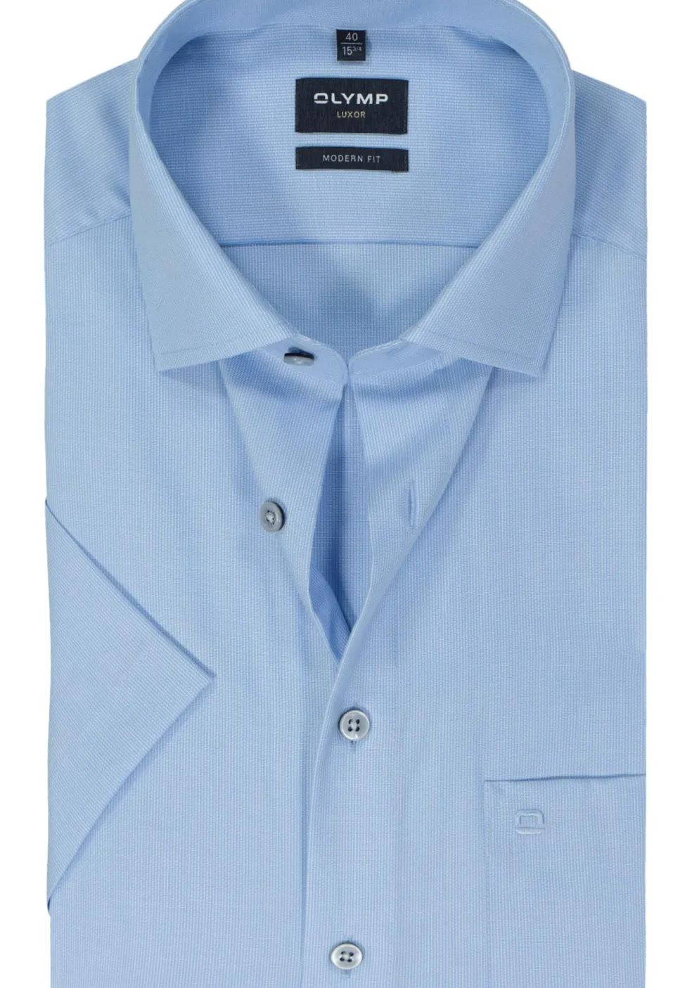 OLYMP modern fit overhemd, korte mouw, structuur, lichtblauw